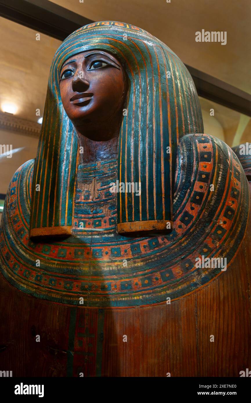 Paris, France, Close up, Ancient Egyptian Mummies, inside,  Louvre museum, Stock Photo