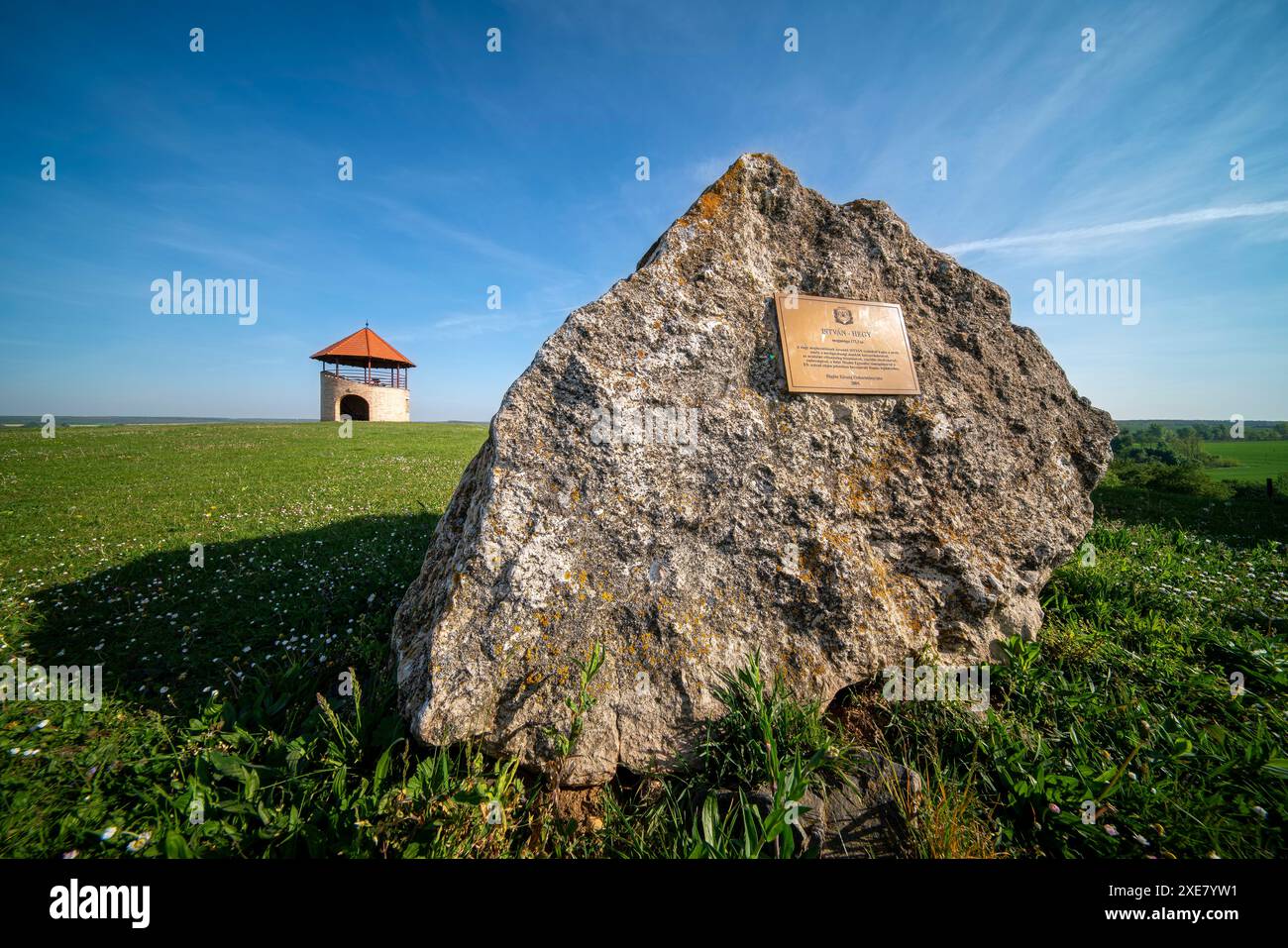 05.13.24. Hungary, bogote. Istvan Hill lookout tower in Bogote town, Hungary. Amazing lookout for argriculture fields in Vas county Stock Photo