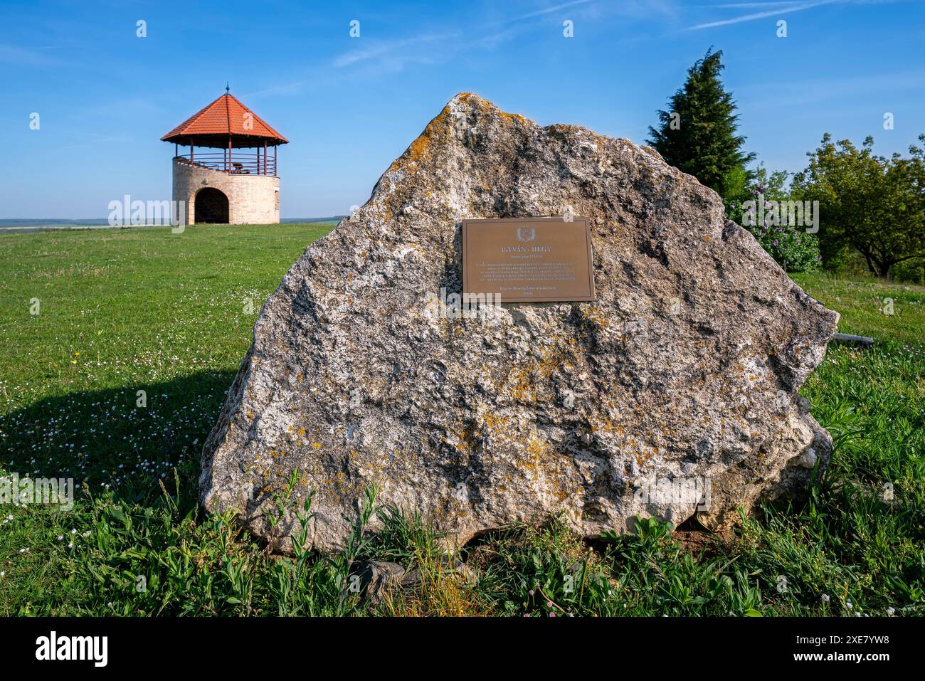 05.13.24. Hungary, bogote. Istvan Hill lookout tower in Bogote town, Hungary. Amazing lookout for argriculture fields in Vas county Stock Photo