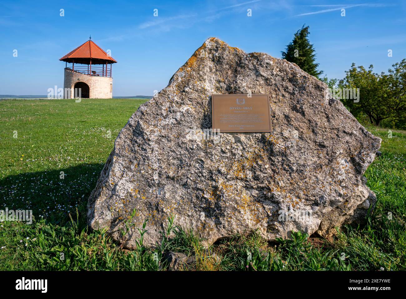 05.13.24. Hungary, bogote. Istvan Hill lookout tower in Bogote town, Hungary. Amazing lookout for argriculture fields in Vas county Stock Photo