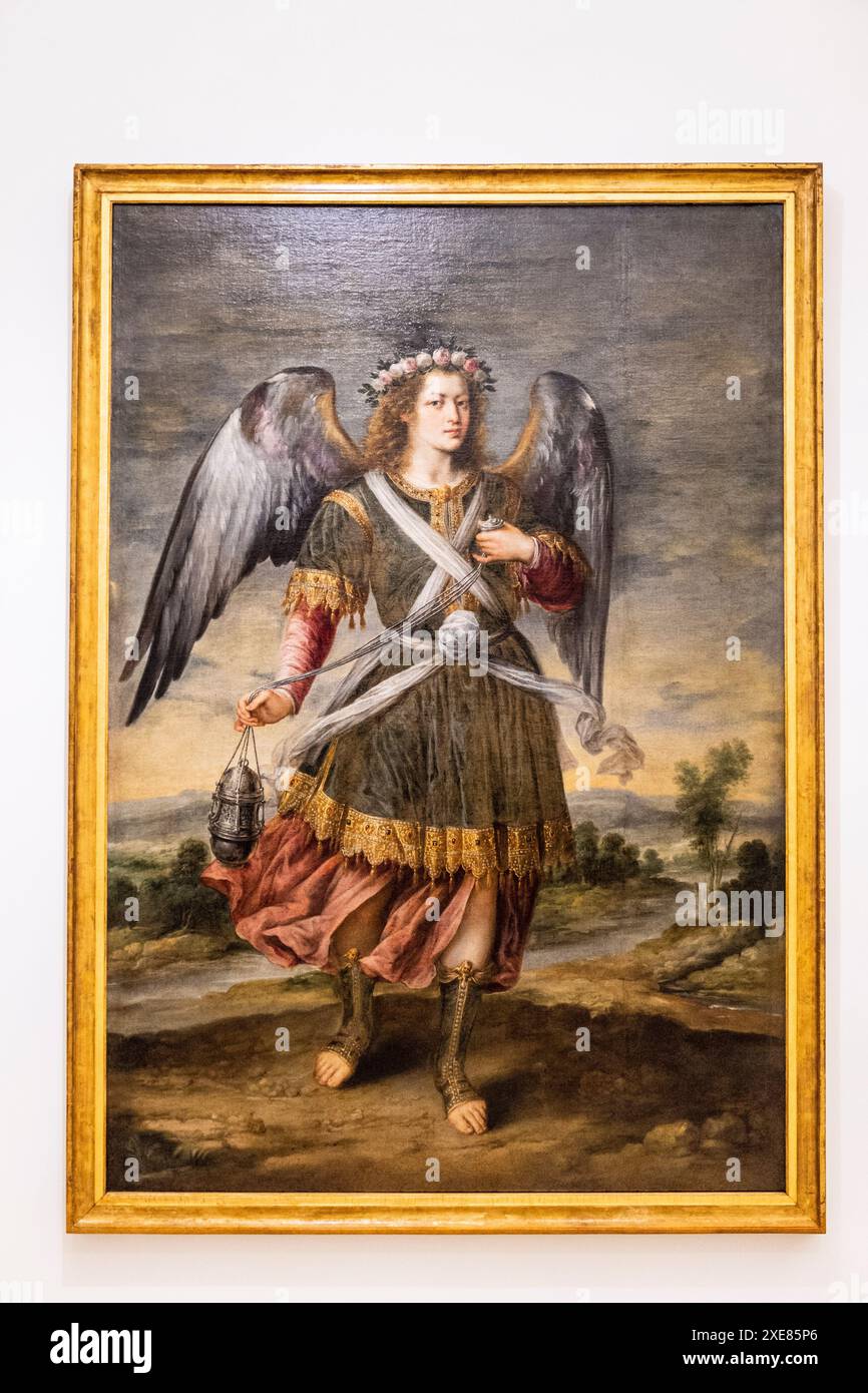 archangel Sealtiel, 17th century, oil on canvas, Bartolome Roman, Mallorca, Balearic Islands, Spain Stock Photo