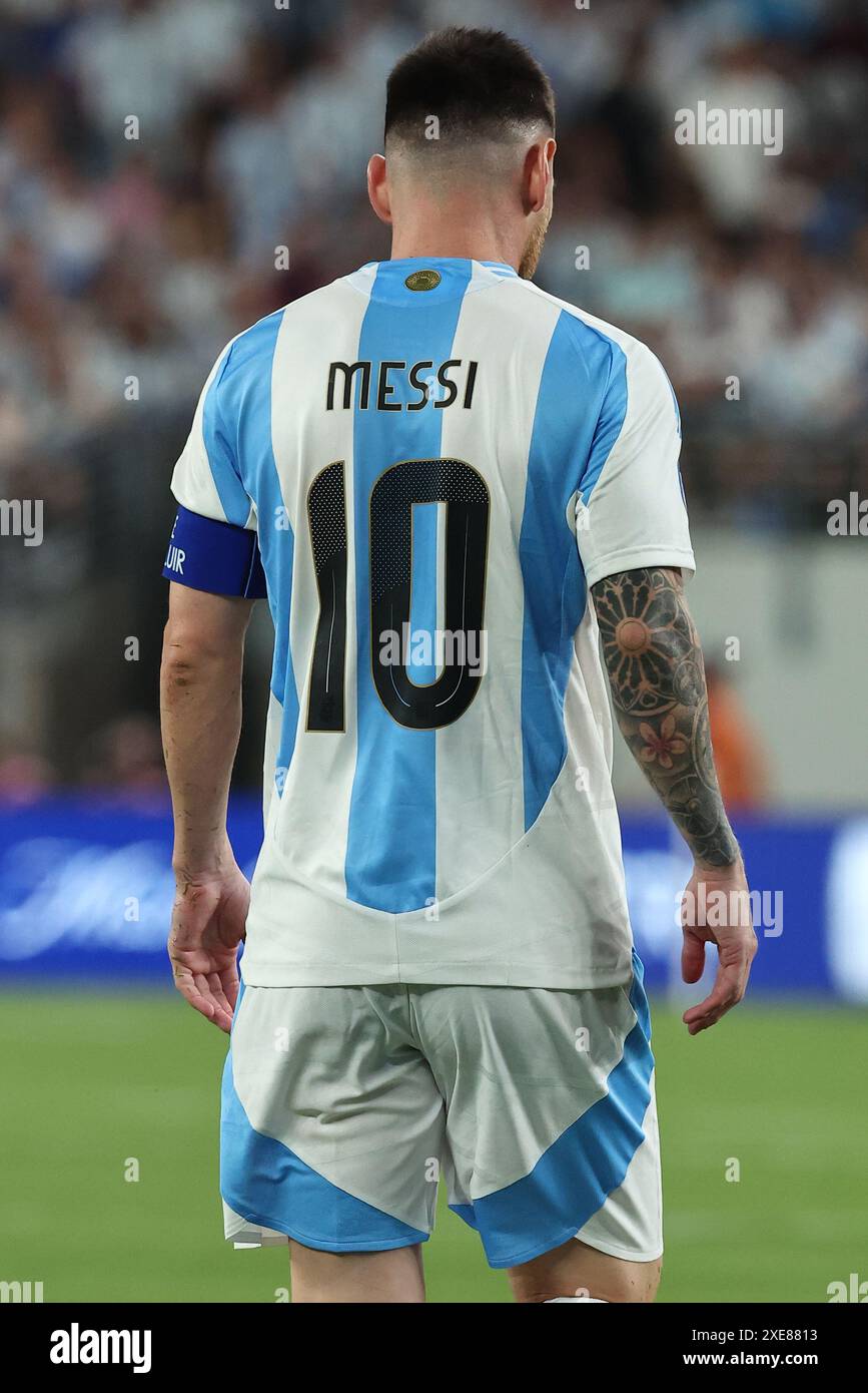 Argentina s forward Lionel Messi looks on during the Copa America USA 2024 group A match between Chile and Argentina at MetLife stadium in New Jersey on June 25 2024 Stock Photo Alamy
