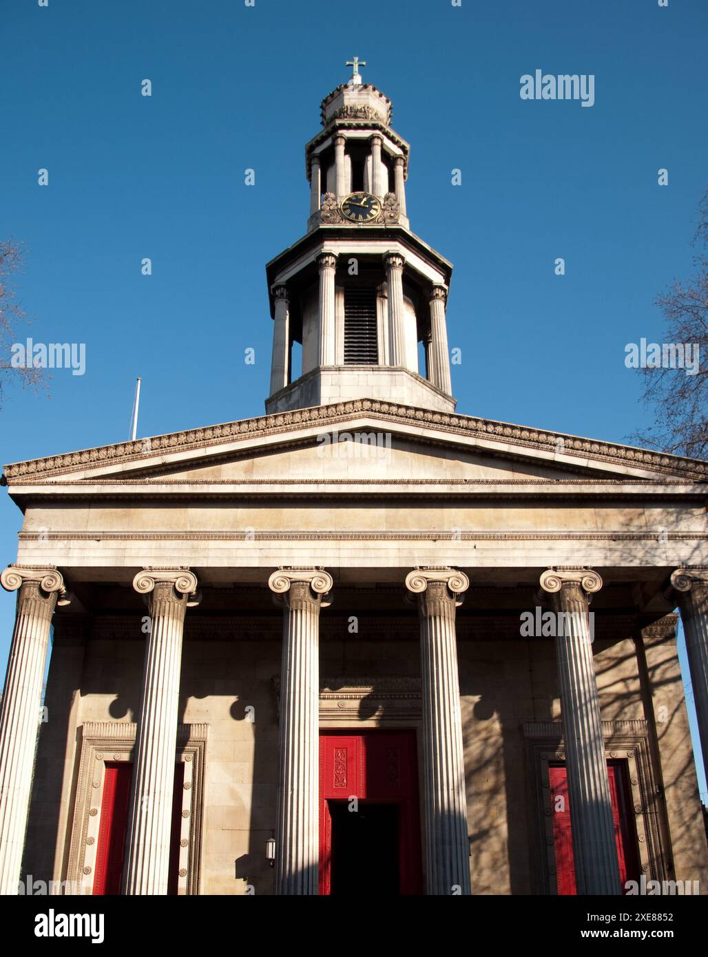 St Pancras Parish Church, Bloomsbury, London - Neoclassical, Gothic-style church. St Pancras Church is a Greek Revival church in St Pancras, London, b Stock Photo