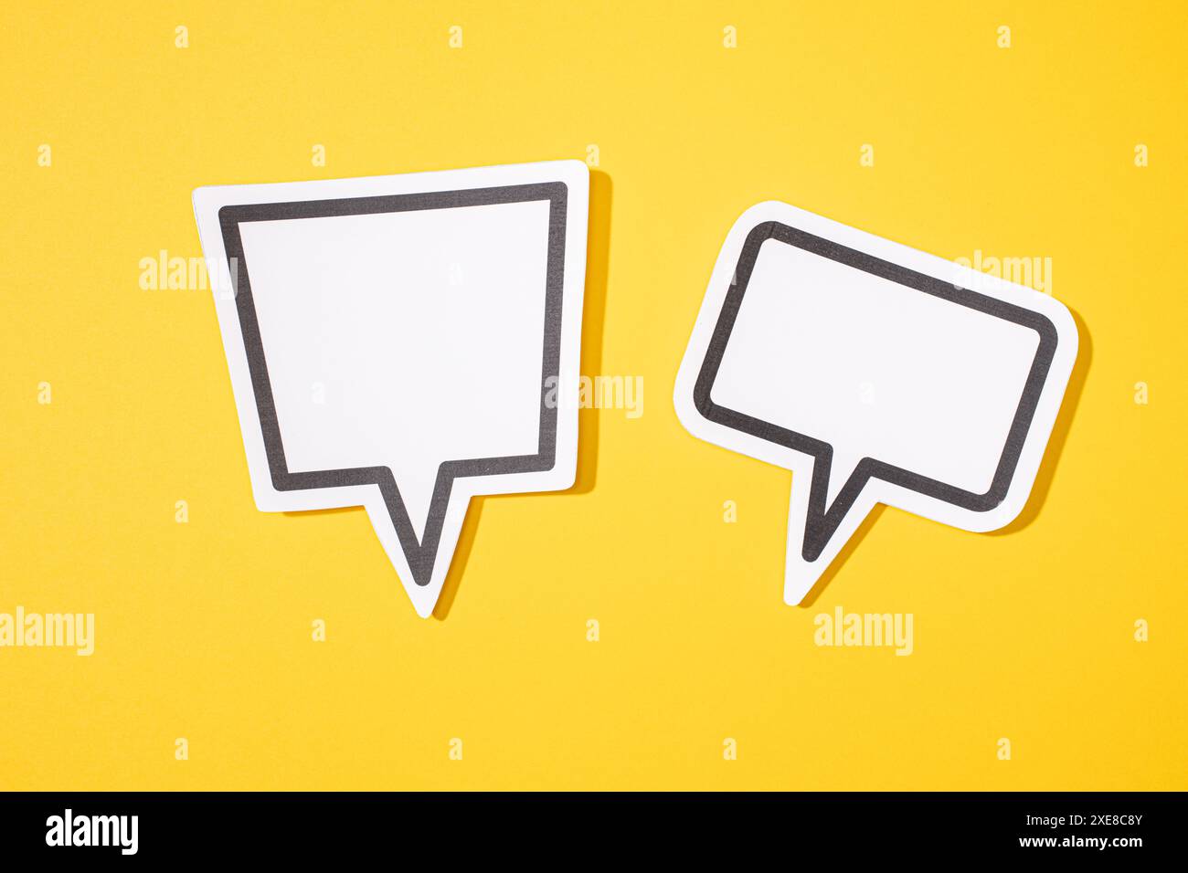 Two Blank Speech Bubble isolated on yellow background. Mock up template ...