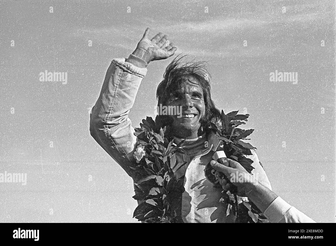 Brazilian car racer Emerson Fittipaldi celebrates his tirumph at the ...