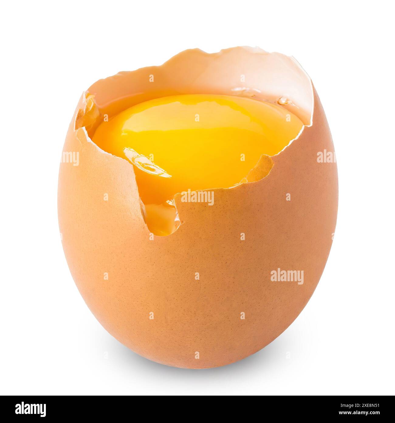 Broken egg isolated on white background. Clipping path included Stock Photo