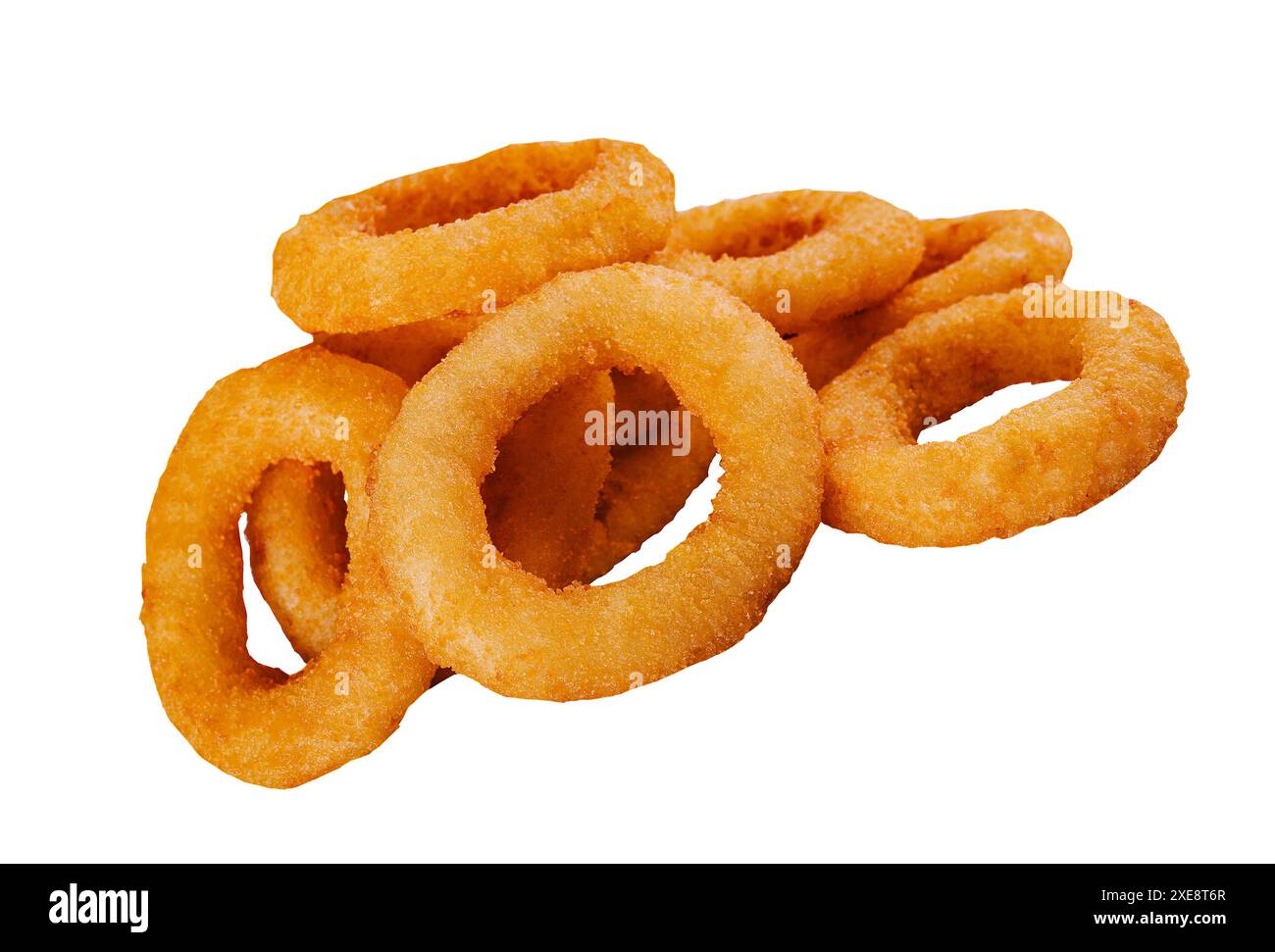Delicious golden onion rings isolated on white Stock Photo - Alamy