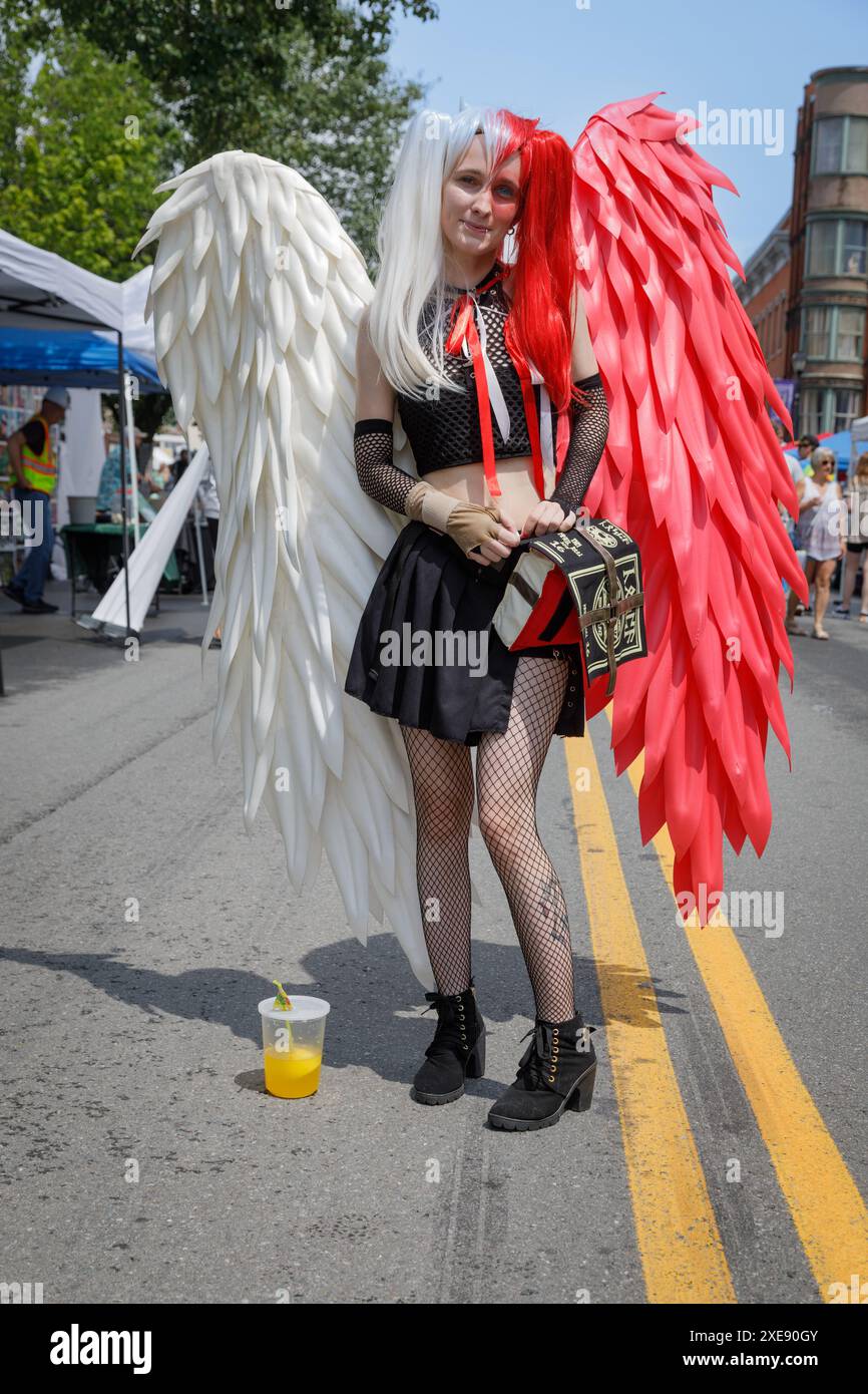 Johnstown, New York, June 22, 2024: A Todoroki cosplayer took to the streets at the annual Toying Around block party. Stock Photo