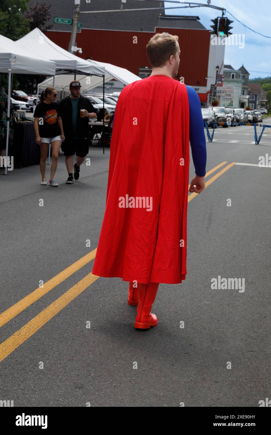 Johnstown, New York, June 22, 2024: Cosplayers - including Superman - took to the streets at the annual Toying Around block party. Stock Photo