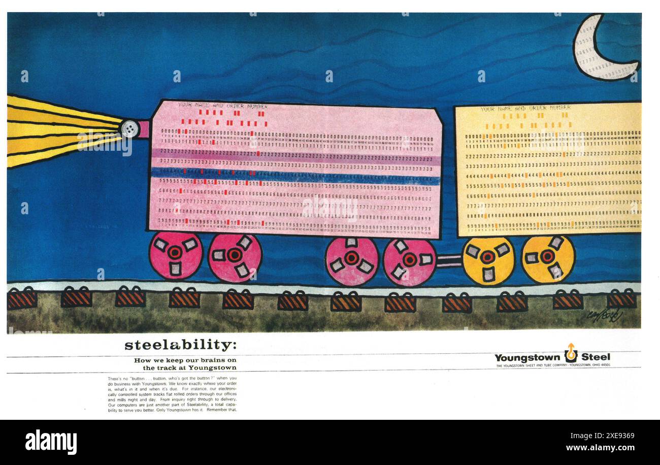 1966 Youngstown Steel ad - electronically controlled system Stock Photo