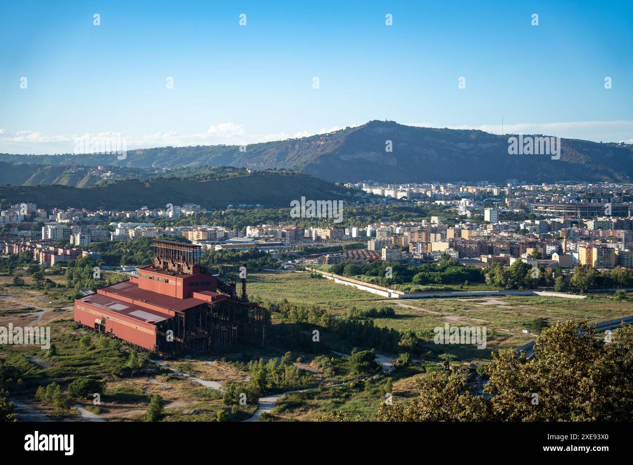 Ex Italsider, Bagnoli, Naples. The site housed the Ilva (then Italsider) steelworks and was completely abandoned in 1992. The area is still awaiting. Stock Photo