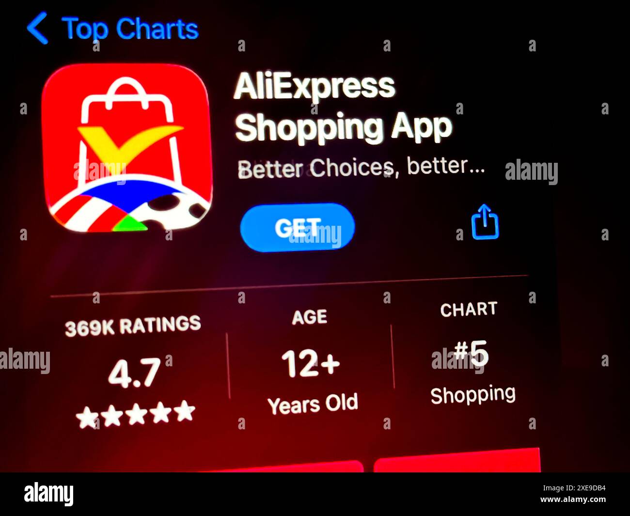 Cupertino, California, USA. 24th June, 2024. A user viewing the AliExpress  Shopping app in the iOS Apple App Store. AliExpress is a Chinese online  retail service owned by the Alibaba Group. It