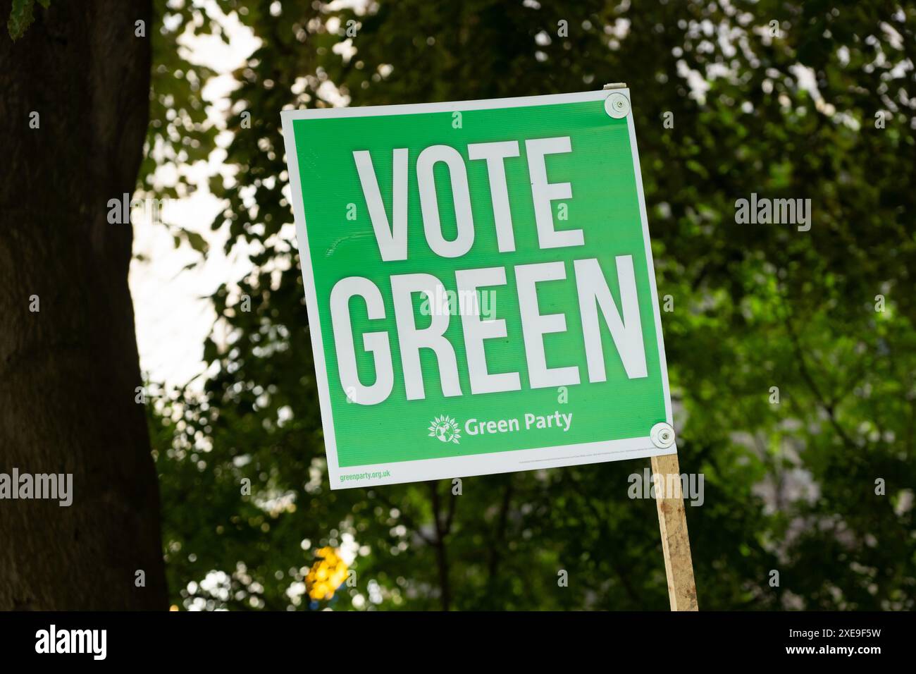 Vote Green Green Party sign in England, UK, during the 2024 General ...