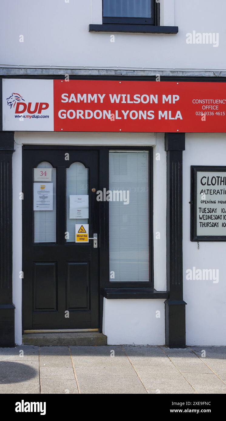 07 April 2023 exterior view DUP Constituency office Carrickfergus - Sammy Wilson Gordon Lyons constituency office . Stock Photo