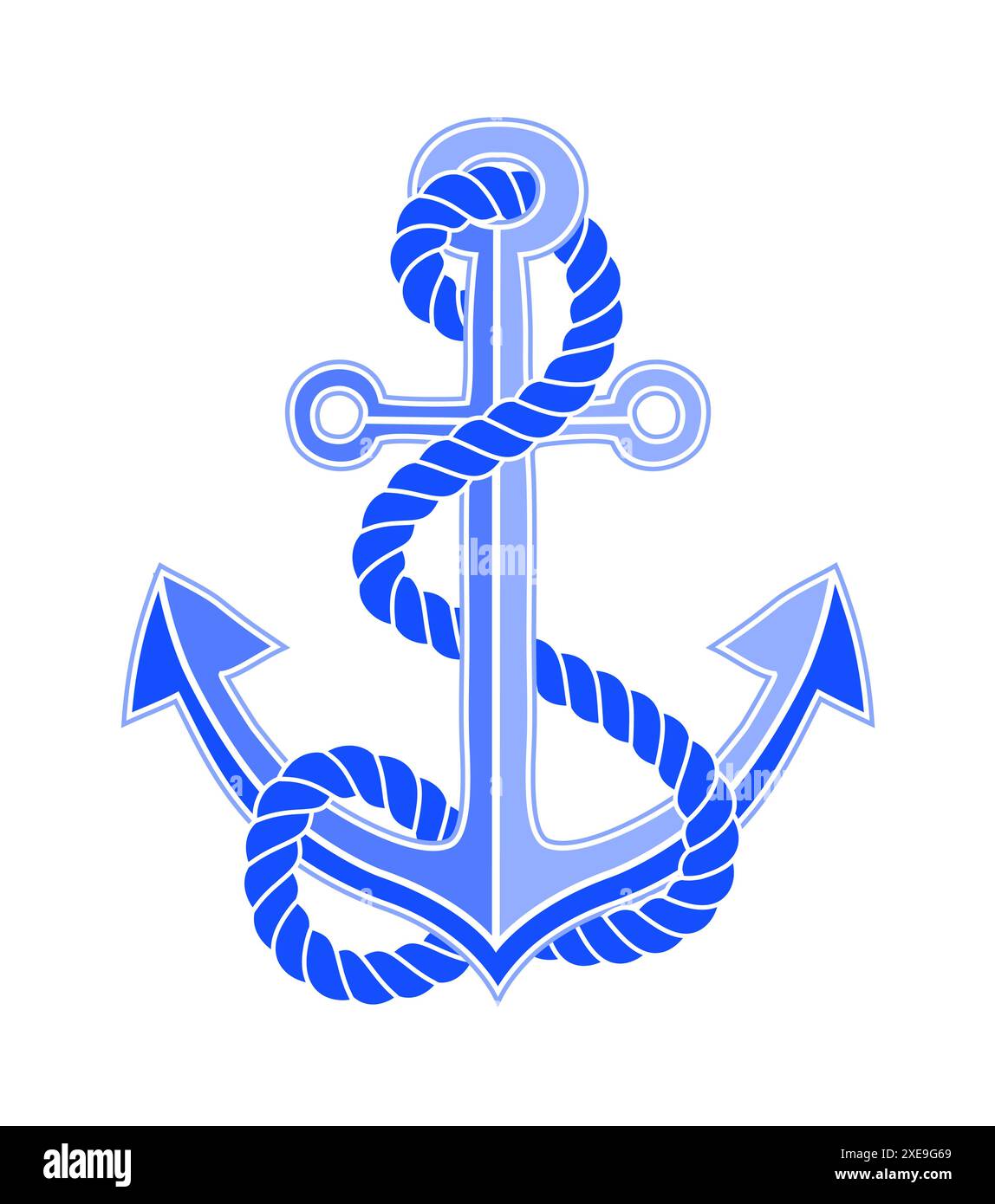 Blue anchor nautical symbol with rope in flat design Stock Vector Image ...