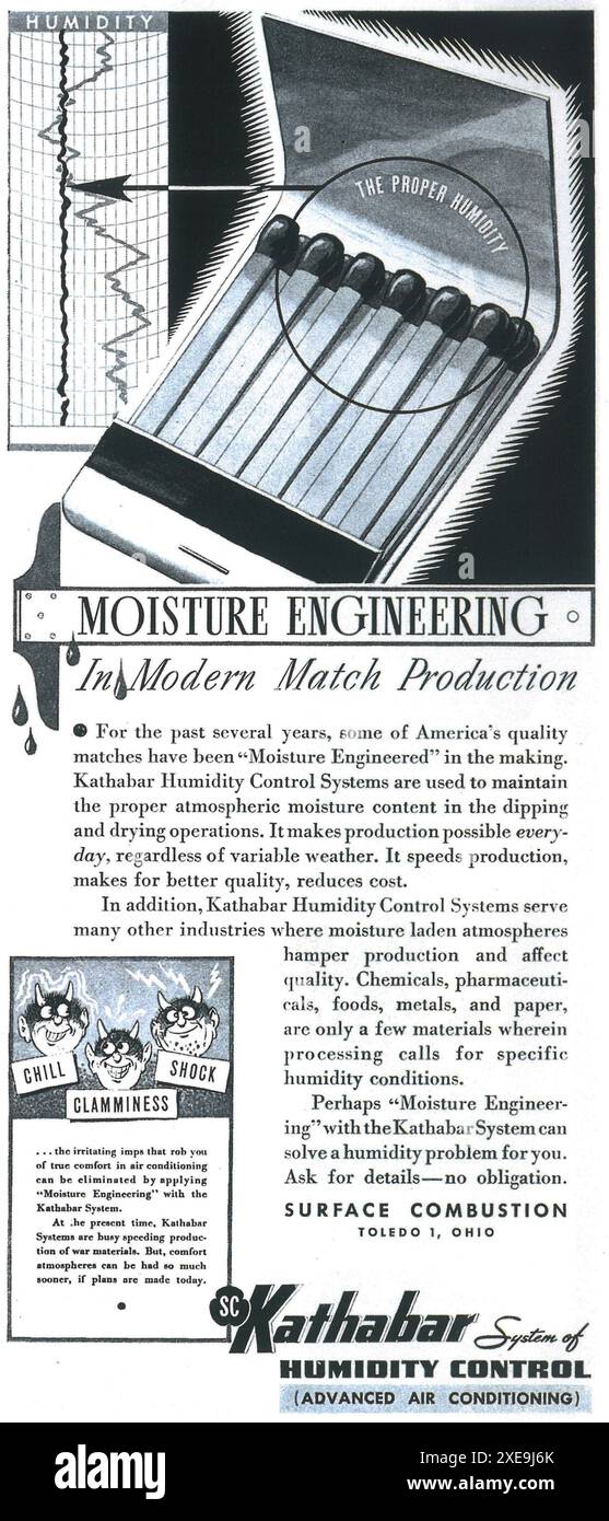 1944 Kathabar humidity control air conditioning ad Stock Photo