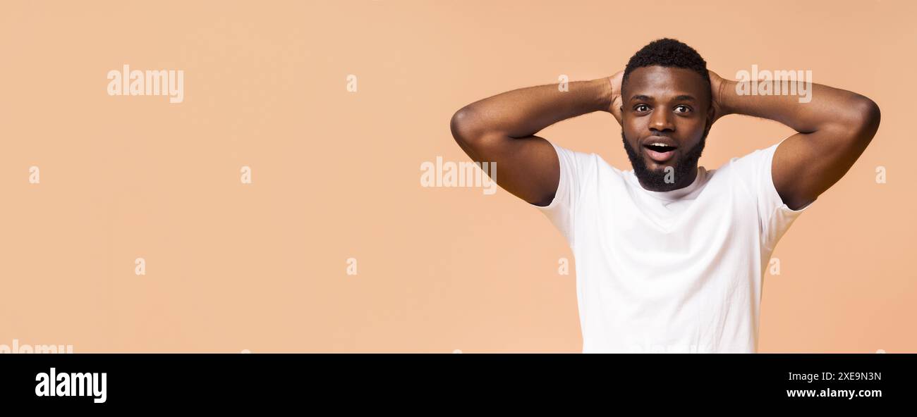 Photo shocked man hands hi-res stock photography and images - Alamy