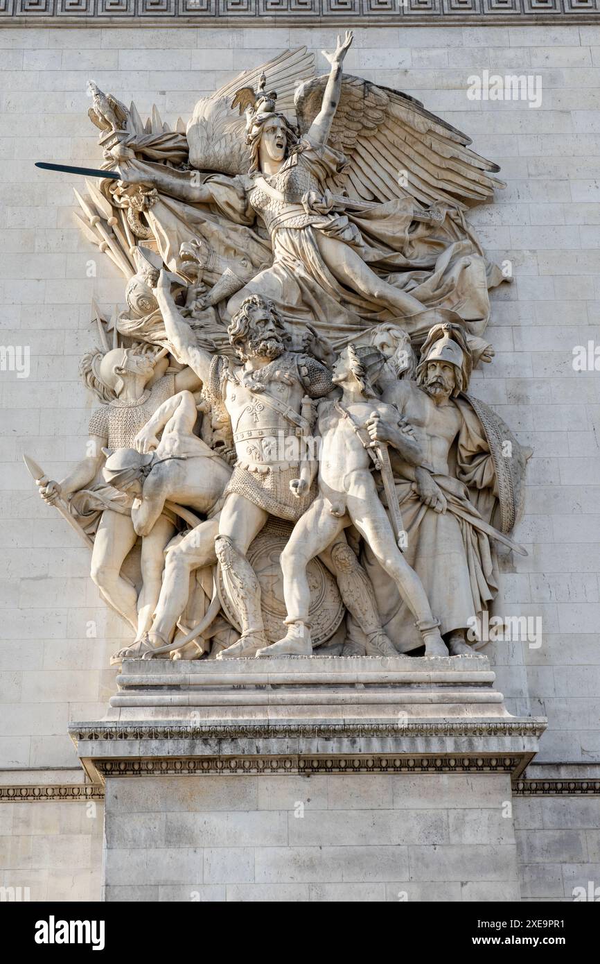 Image Representing Rovolution Stone monument outside the triumphal arch in Paris representing the ...