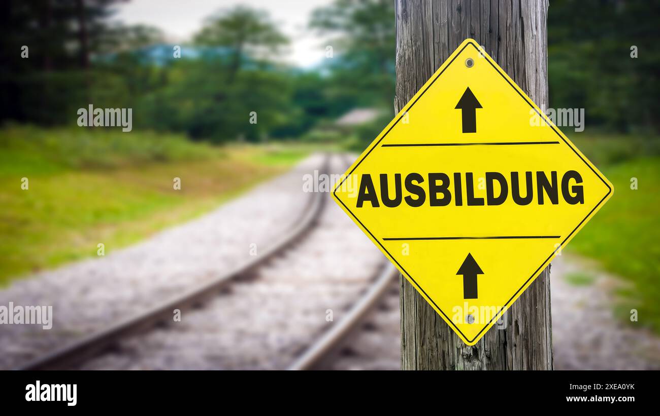 Signposts the direct way to Apprenticeship - Bildmontage Stock Photo ...