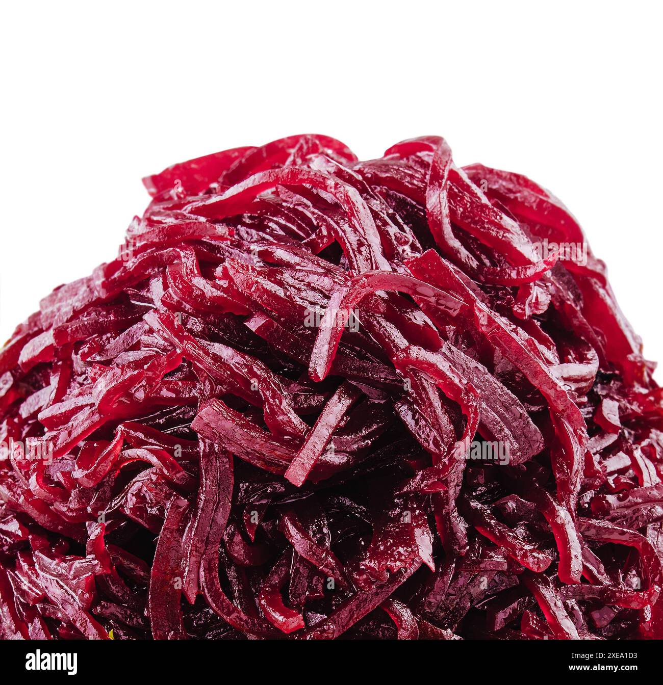 Fresh grated beetroot salad macro in white Stock Photo