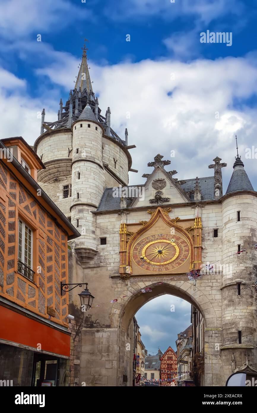 Clock tower, Auxerre, France Stock Photo