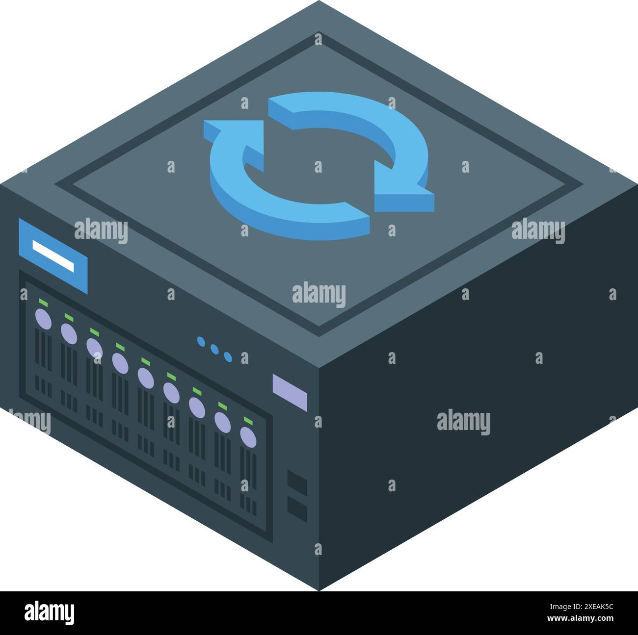 Server updating, data synchronization, server maintenance, backup and recovery concept Stock Vector