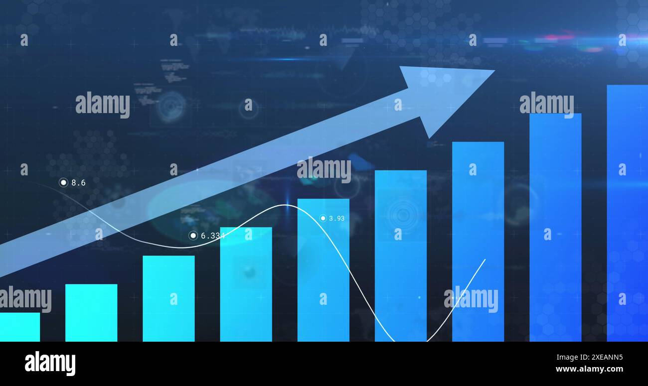 Statistical data processing against multiple round scanners and scanners and screens, digital image Stock Photo