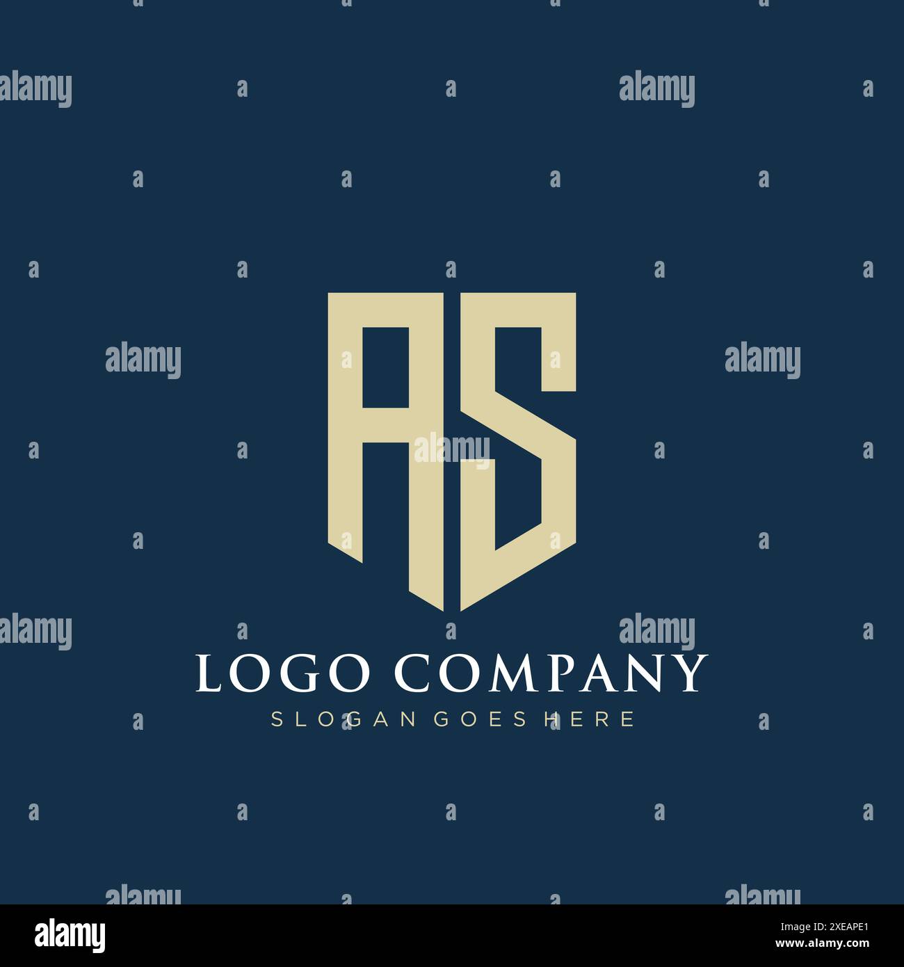 AS shield type logo design. Stock Vector
