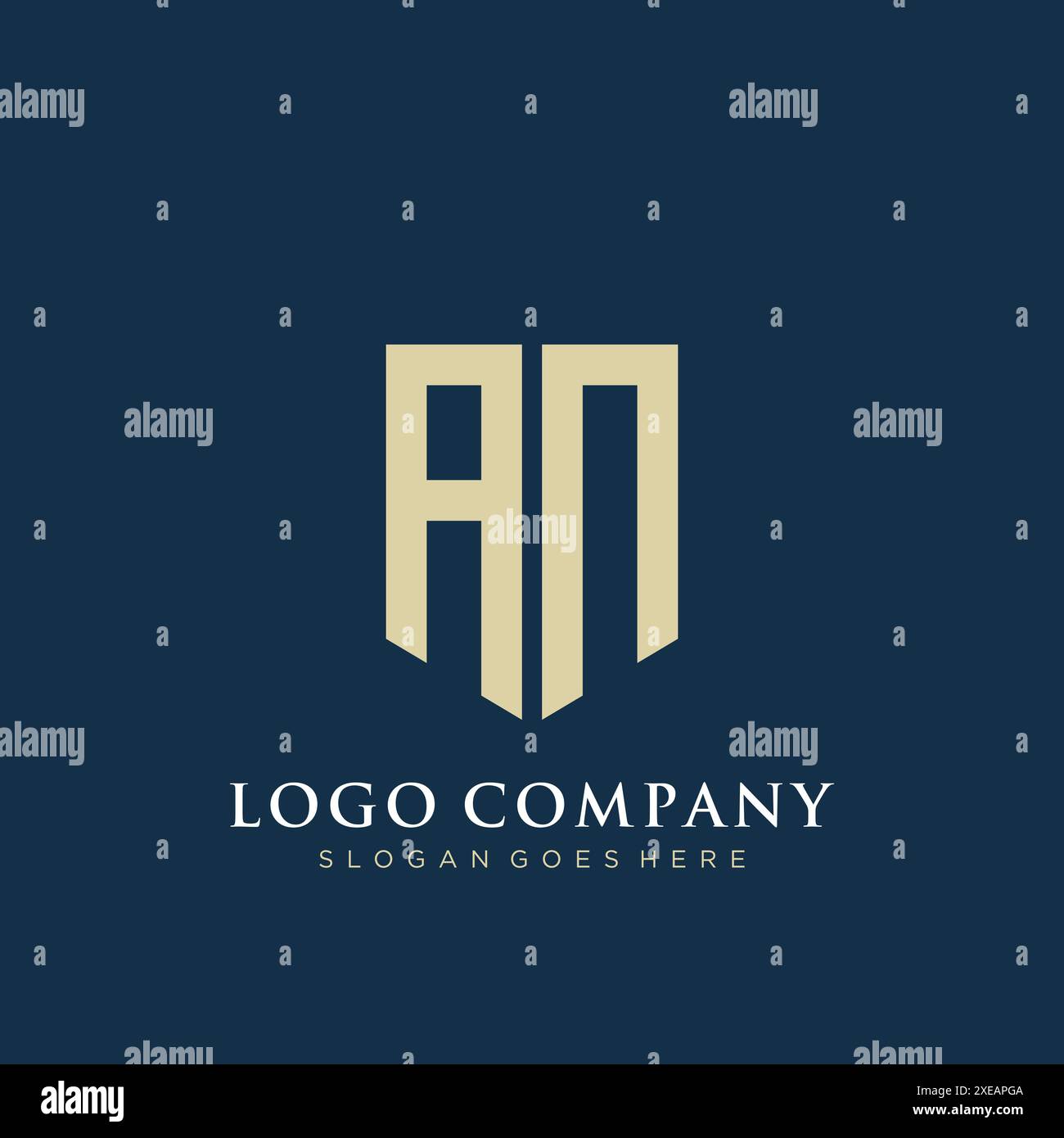 AN shield type logo design. Stock Vector