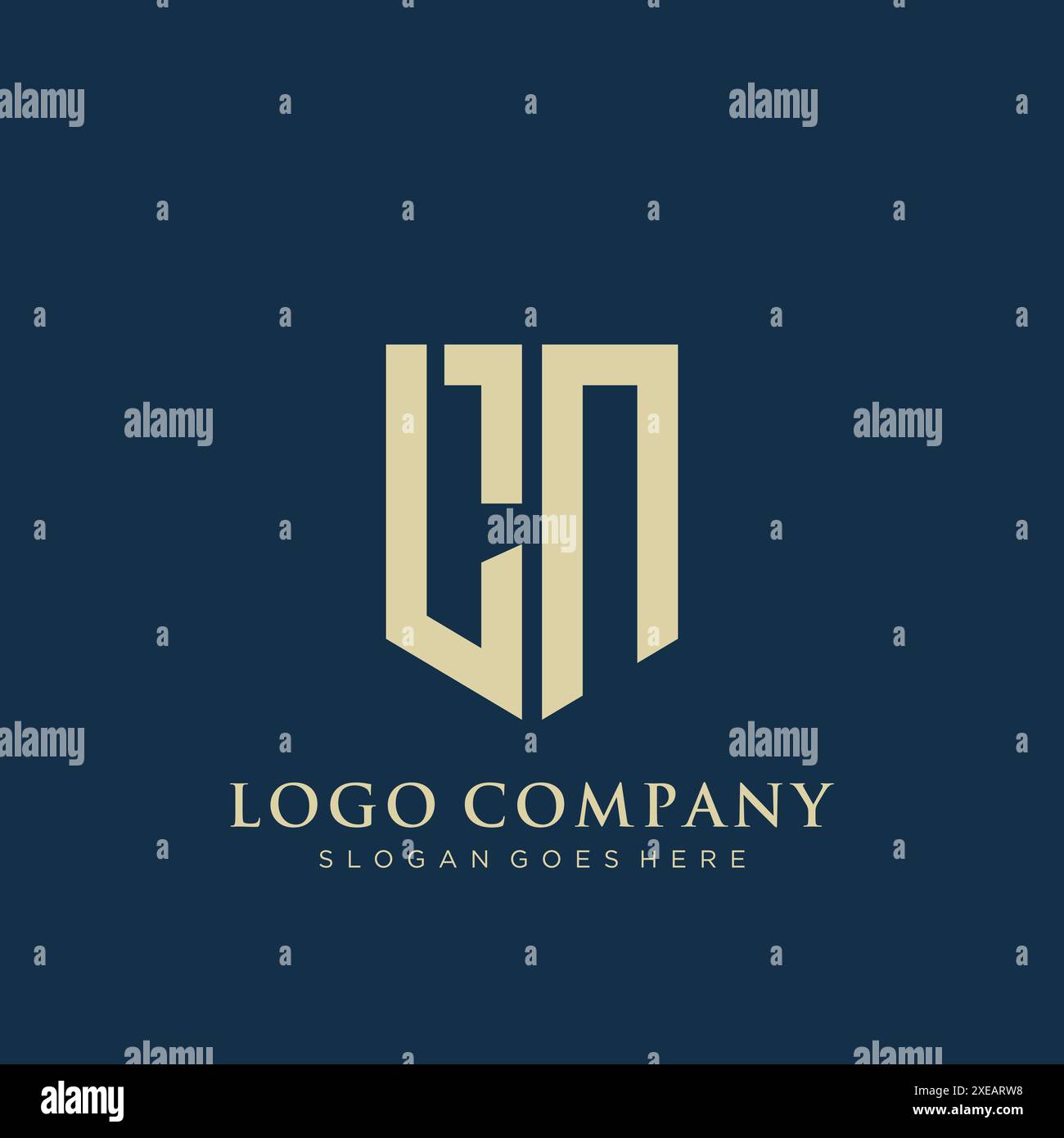 LN shield type logo design. Stock Vector