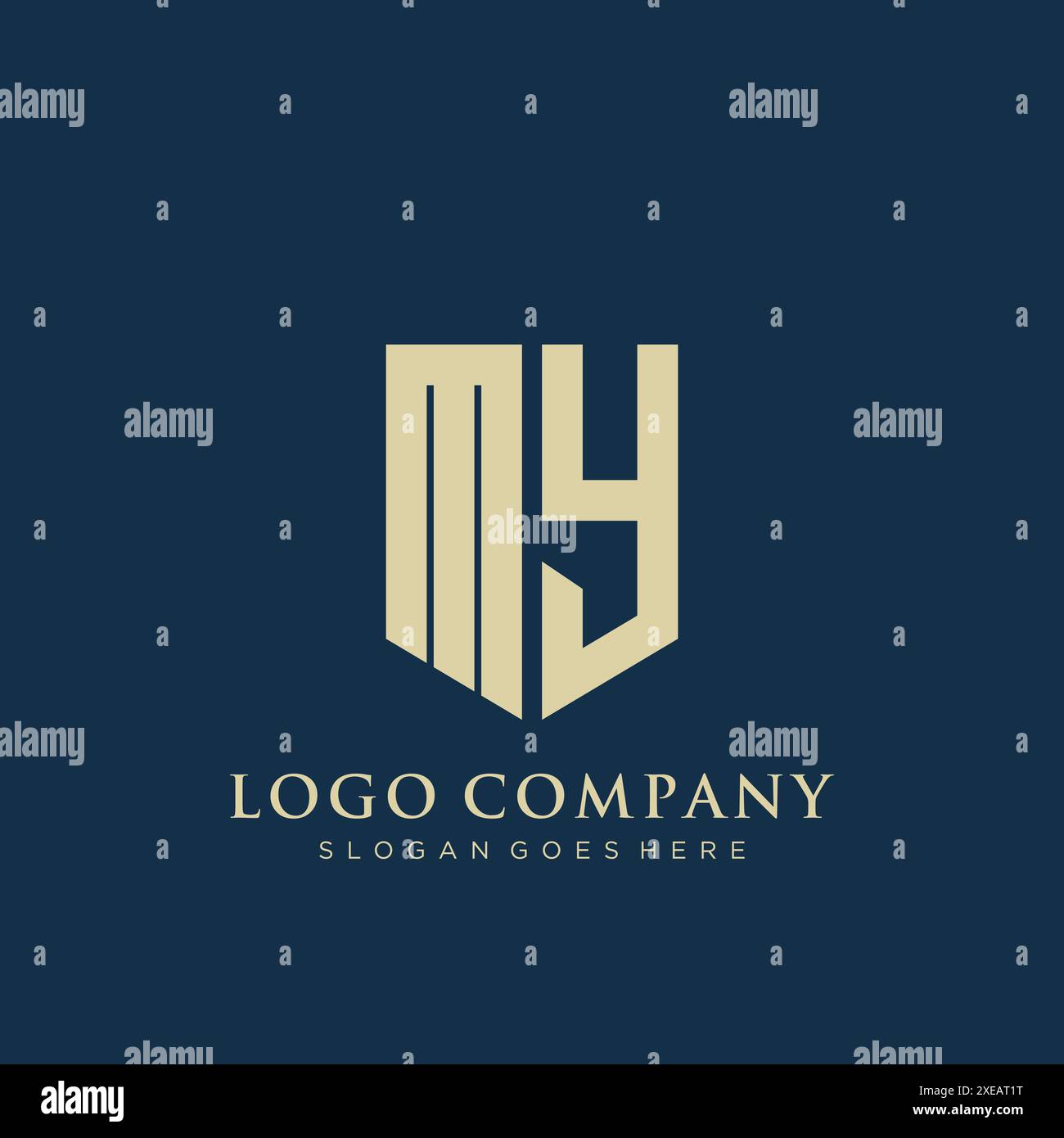 MY shield type logo design. Stock Vector
