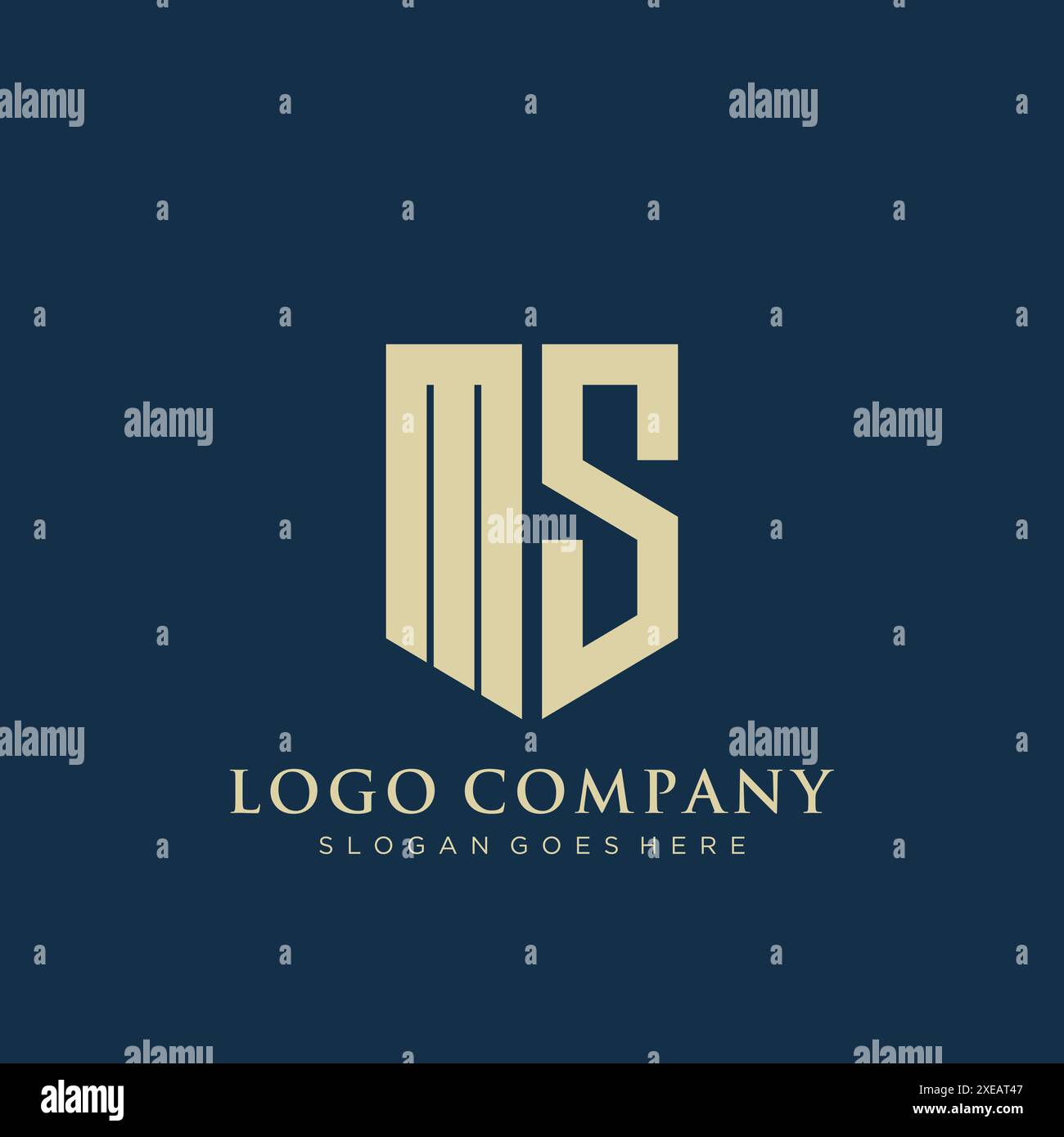 MS shield type logo design. Stock Vector