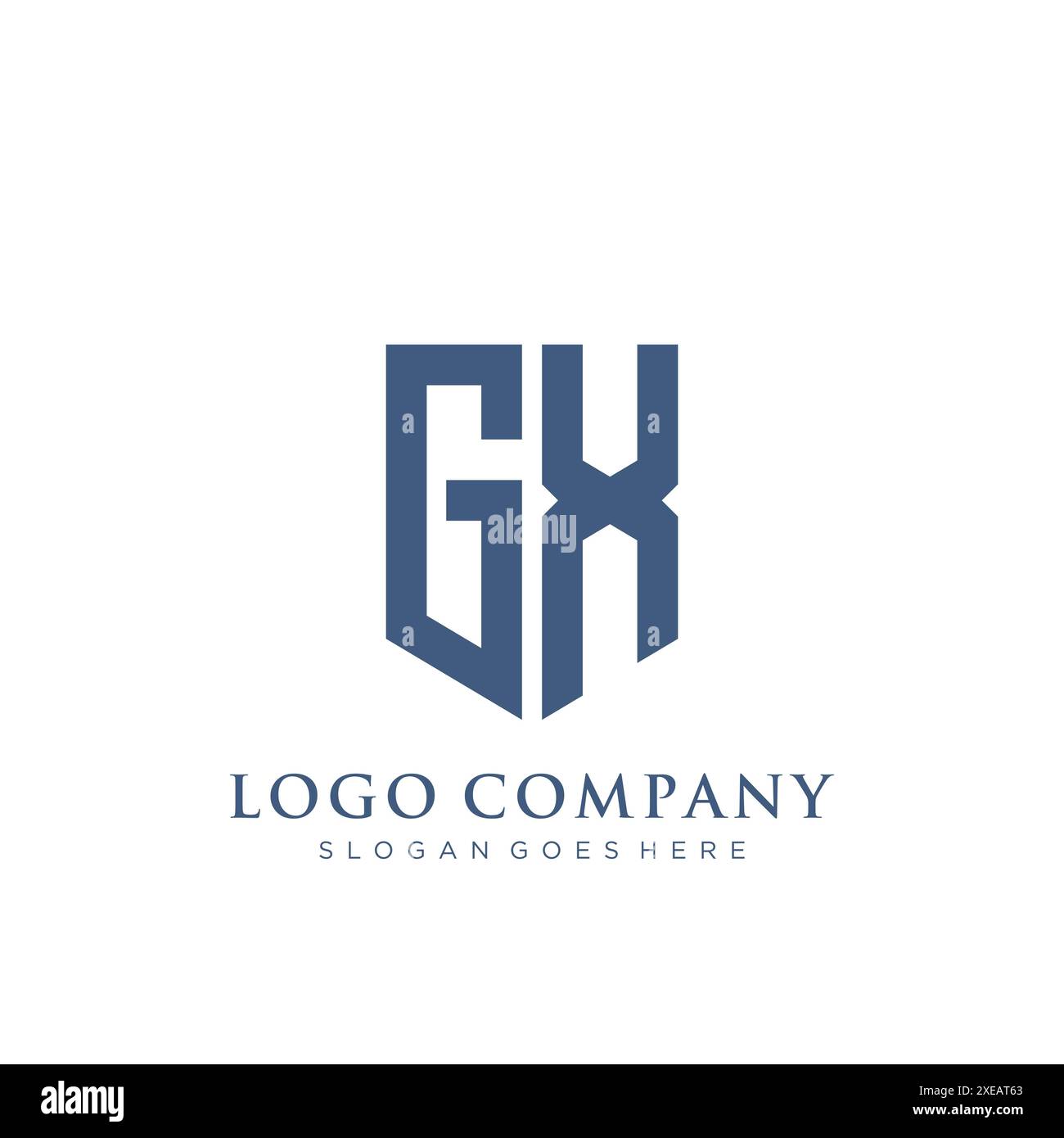 GX shield type logo design. Stock Vector