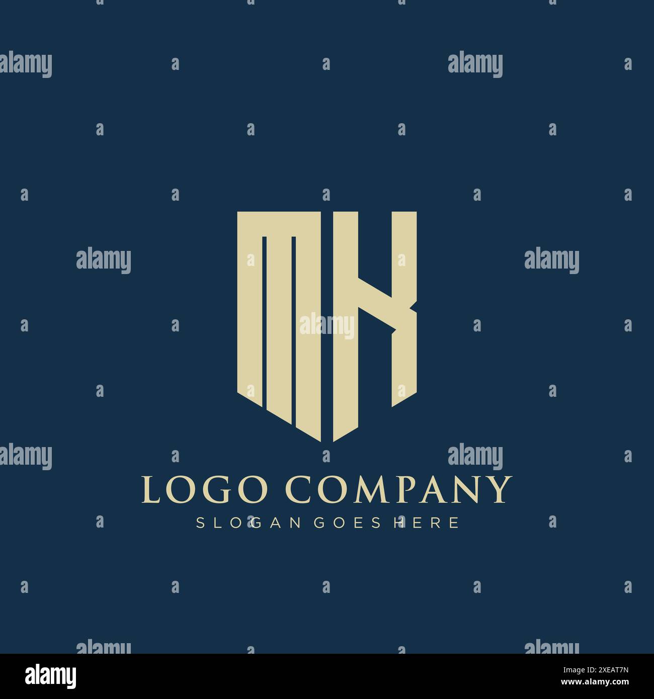 MK shield type logo design. Stock Vector