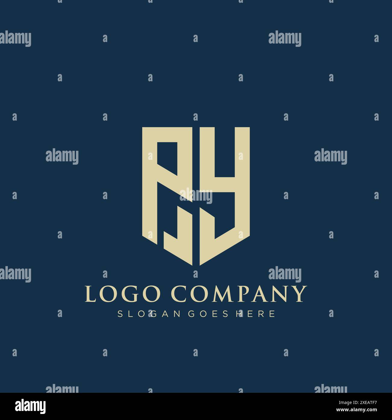 PY shield type logo design. Stock Vector