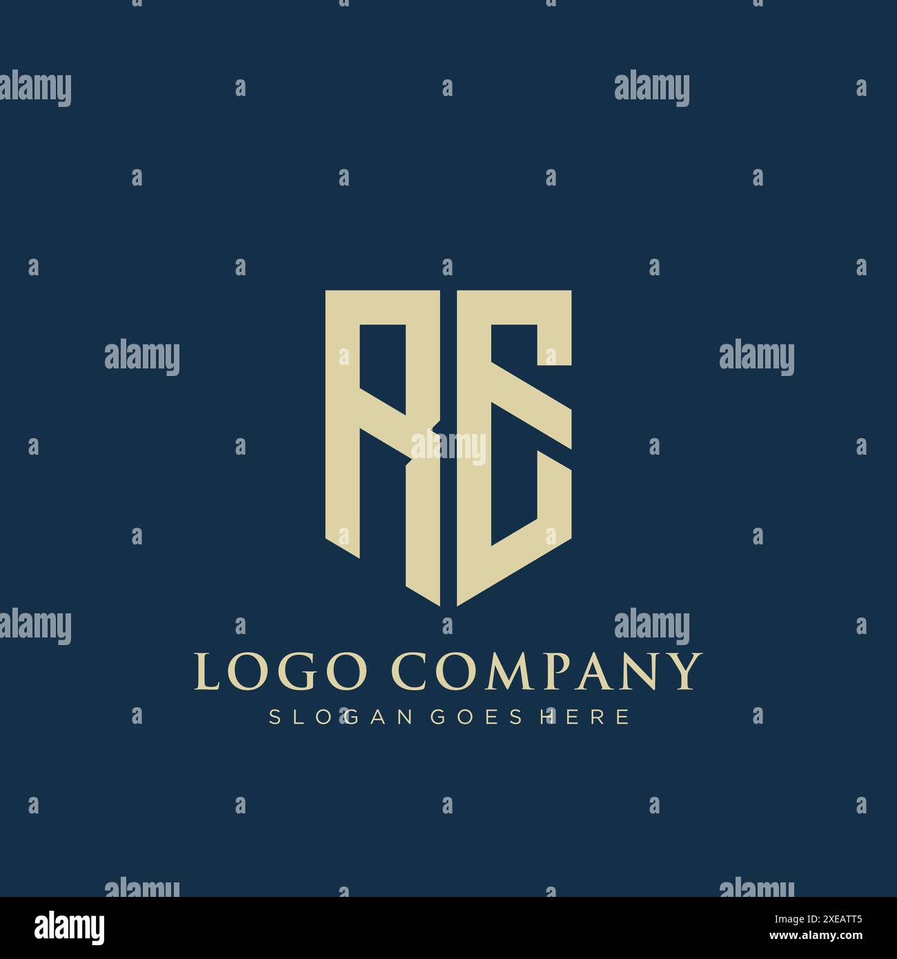 RE shield type logo design. Stock Vector