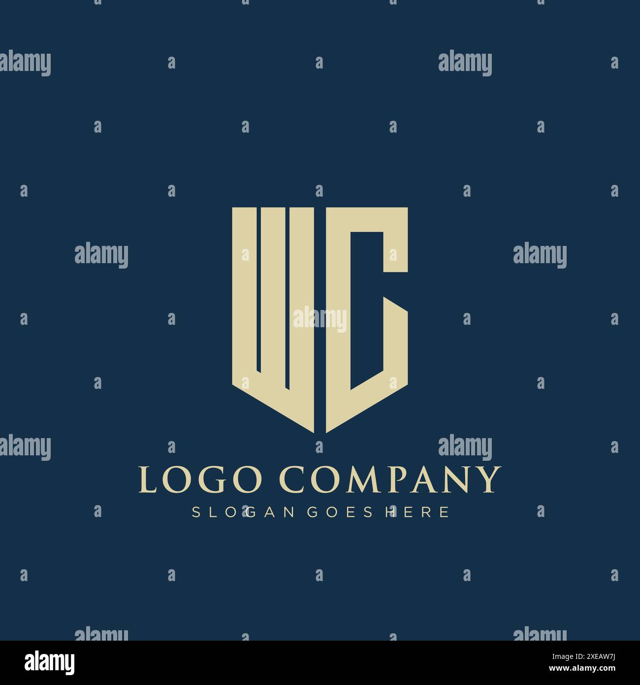 WC shield type logo design. Stock Vector