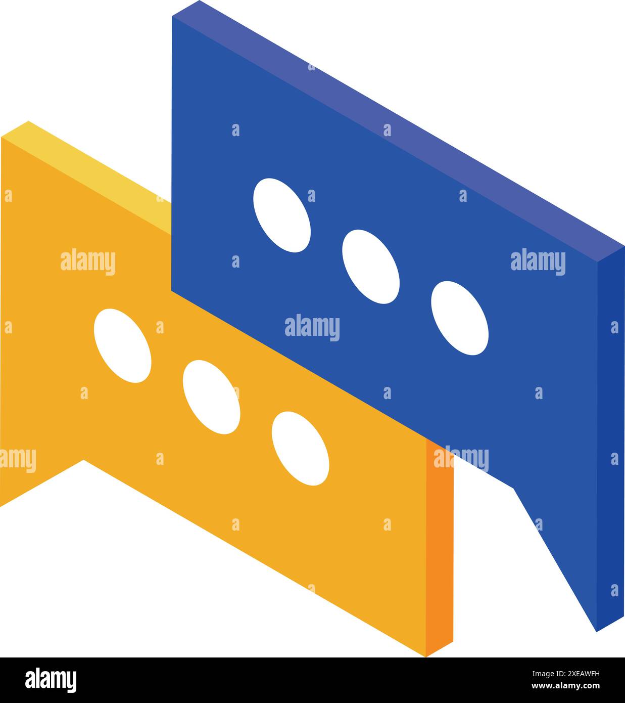 Two speech bubbles overlapping, representing a conversation or message exchange Stock Vector