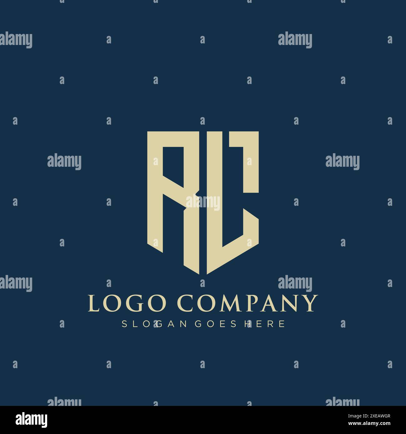 RL shield type logo design. Stock Vector