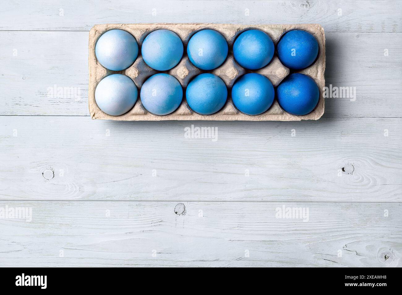 Blue ombre eggs as Easter concept, copy space Stock Photo