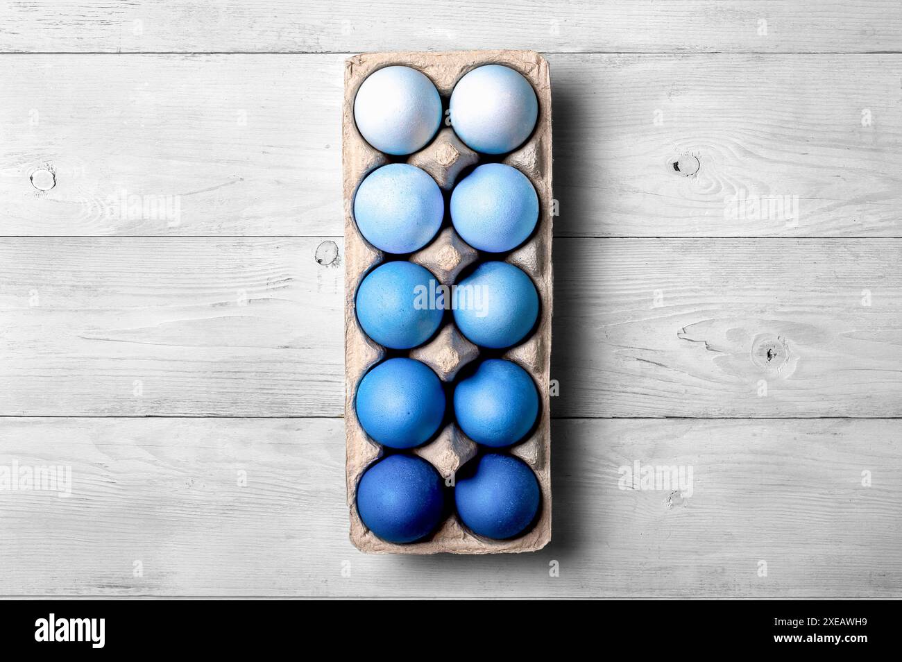 Blue ombre eggs as Easter concept, copy space Stock Photo