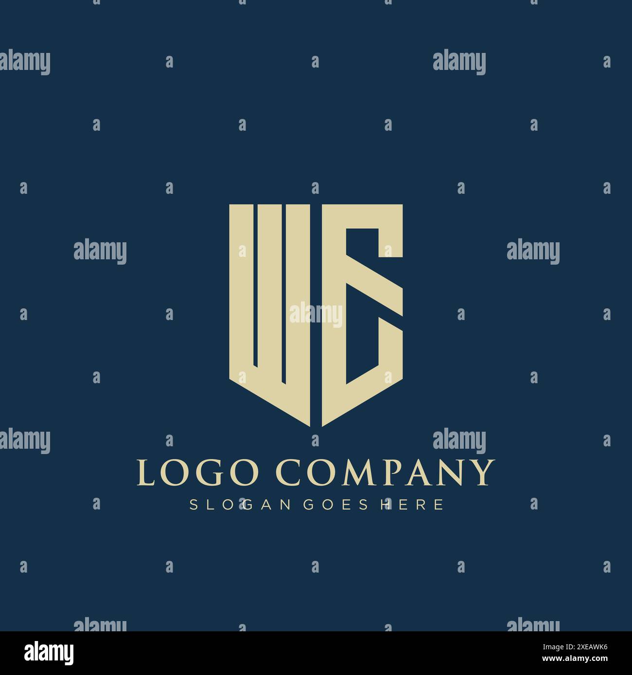 WE shield type logo design. Stock Vector