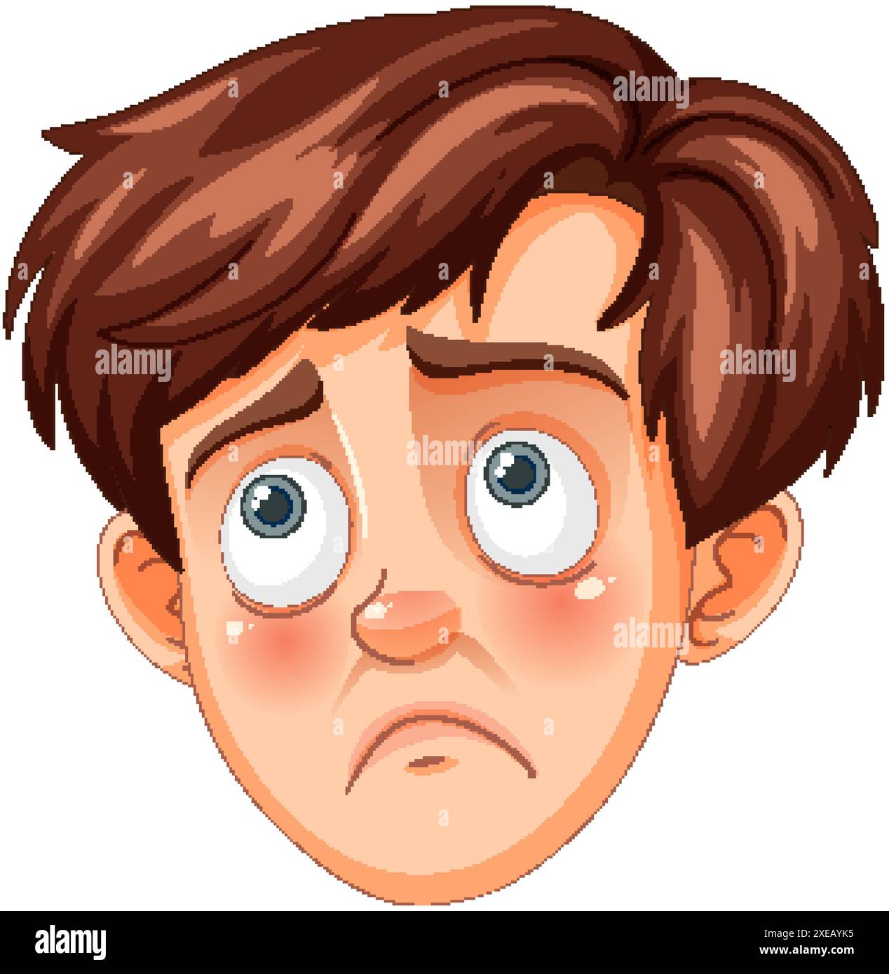 Illustration of a concerned boy's expression Stock Vector