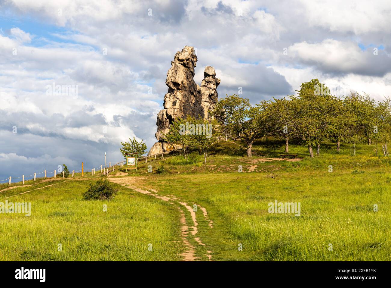 Nature experience Devil's Wall Harz near Thale hiking on the Devil's Wall Trail Stock Photo
