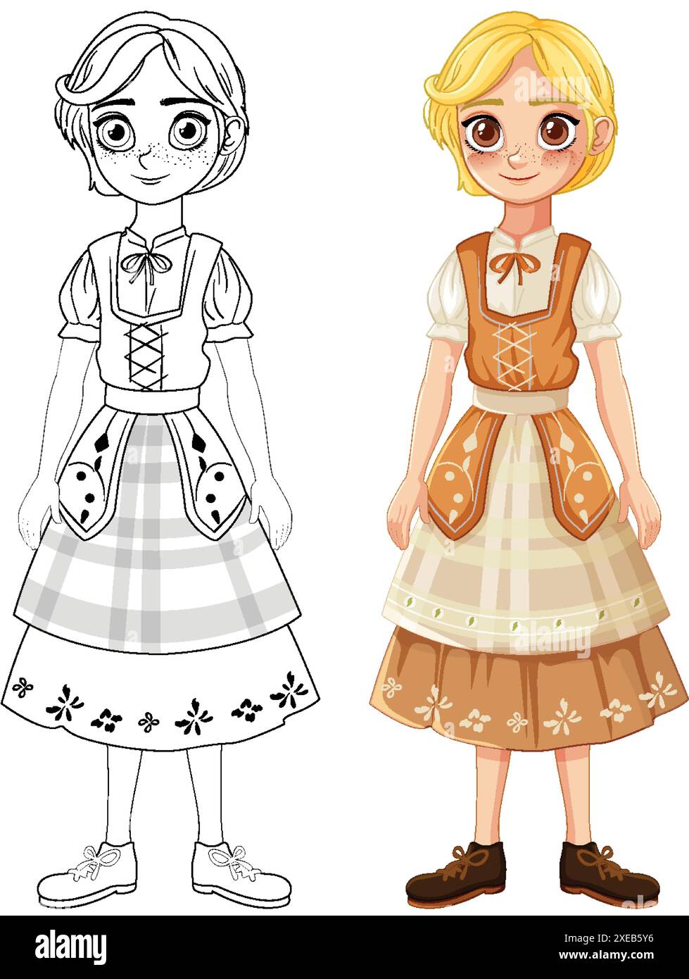 Illustration of a girl in traditional attire Stock Vector Image & Art ...