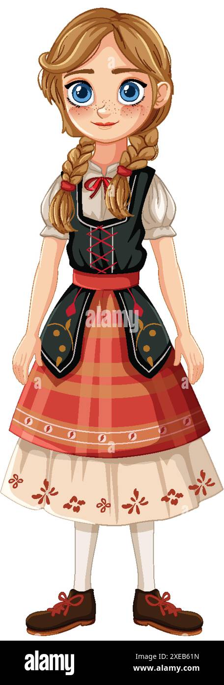 Young girl in traditional folk attire Stock Vector Image & Art - Alamy