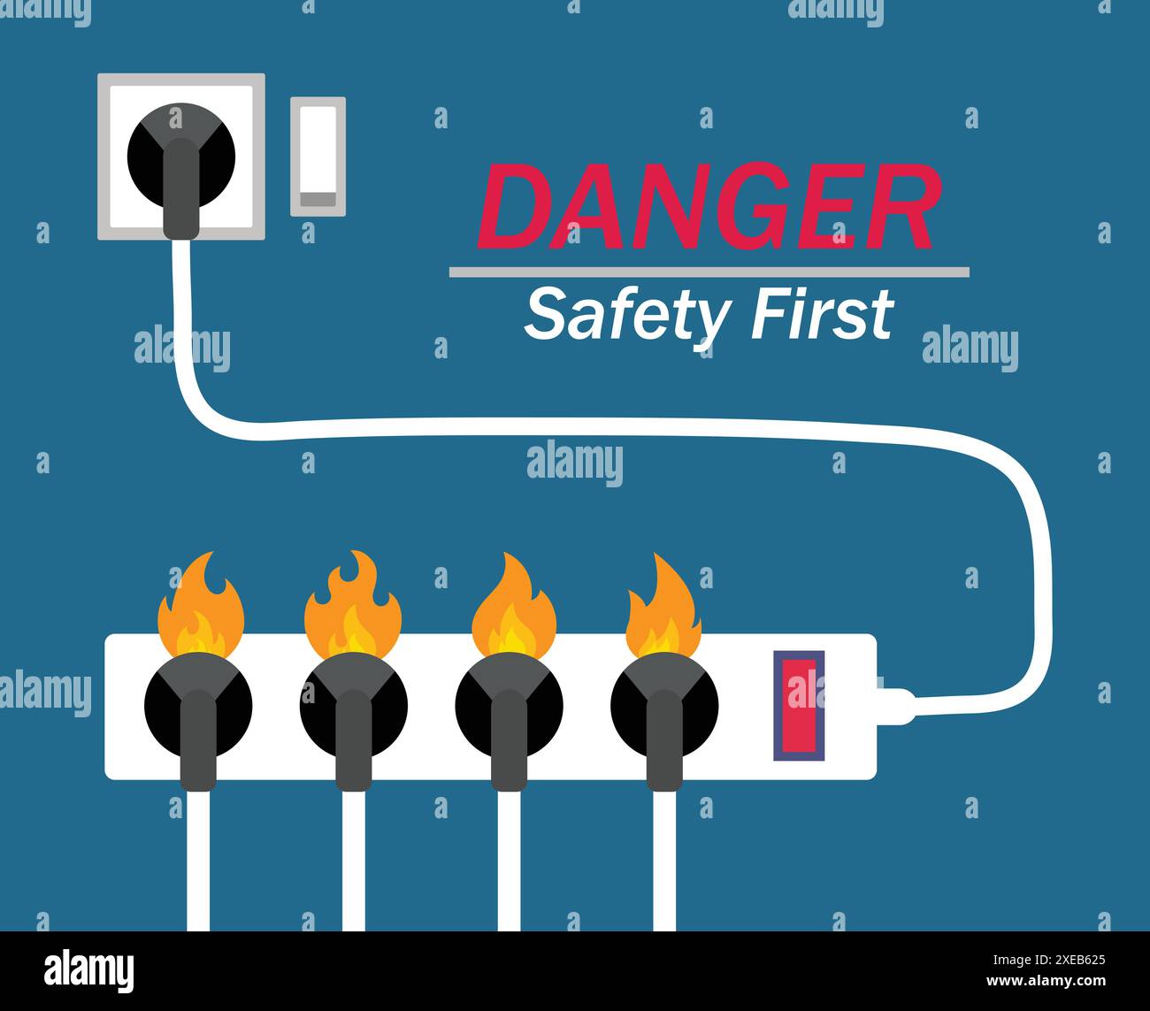 Electric circuit overload cause extension cord socket burning short ...