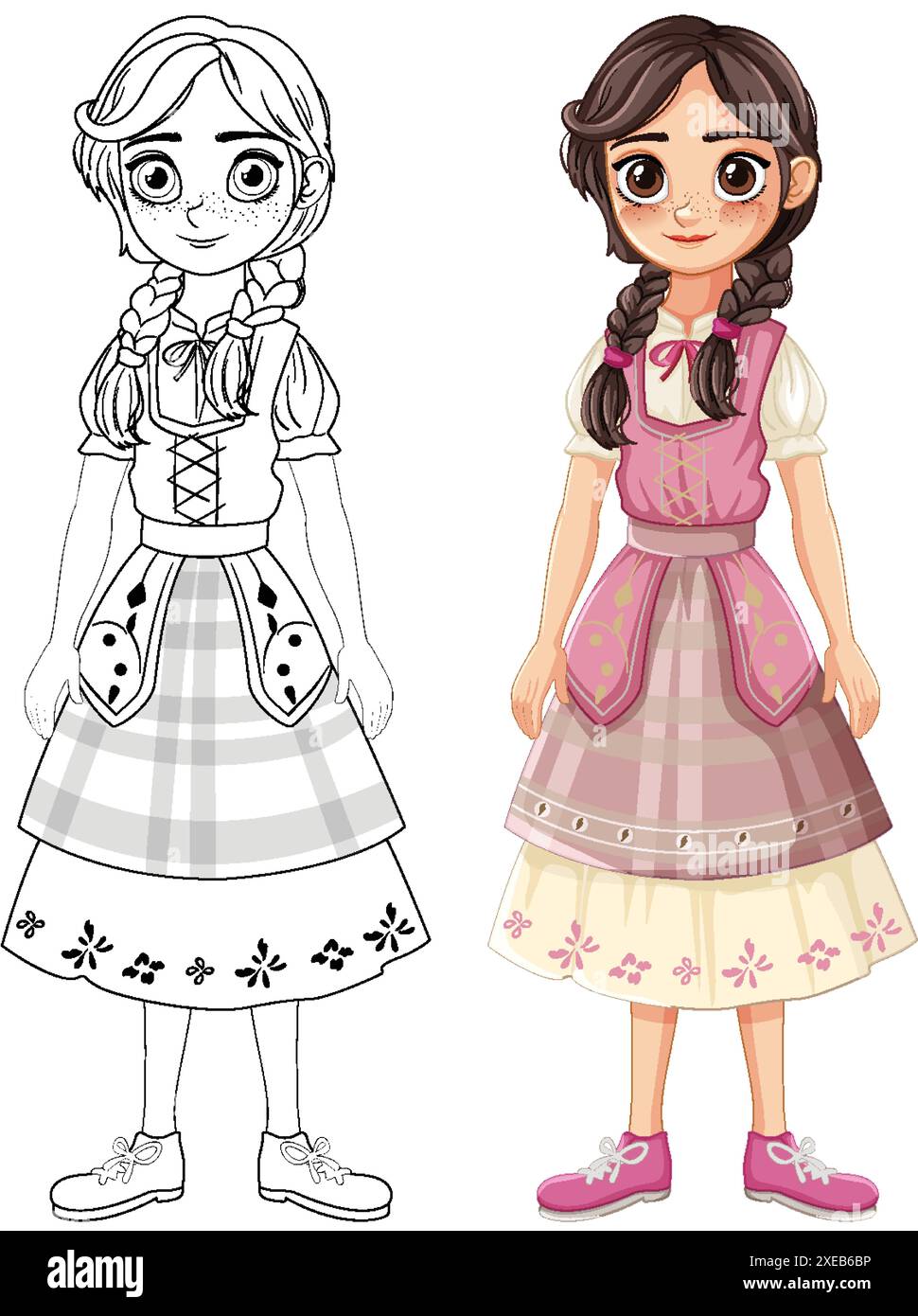 Illustration of a girl in traditional attire Stock Vector Image & Art ...