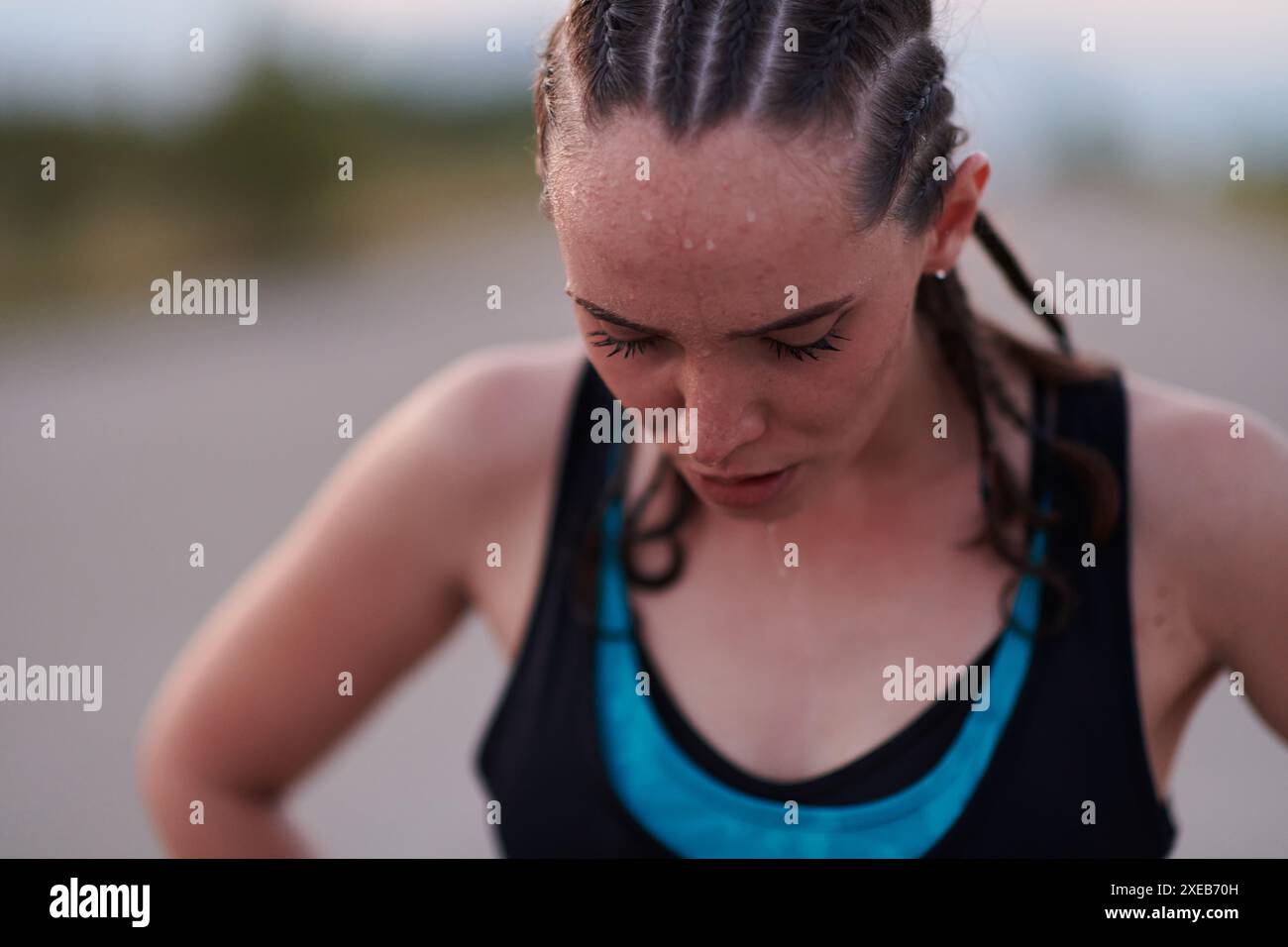 Close-Up Portrait of Determined Athlete Resting After Intense Workout ...