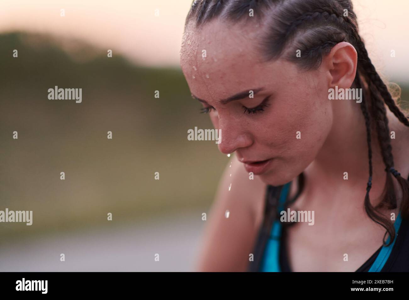 Close-Up Portrait of Determined Athlete Resting After Intense Workout ...